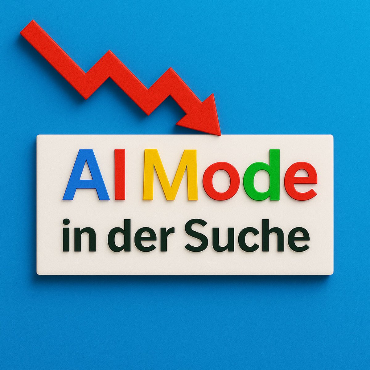 Darstellung eines roten Abwärtspfeils über dem Google Logo - Symbol für sinkende SEO Performance.